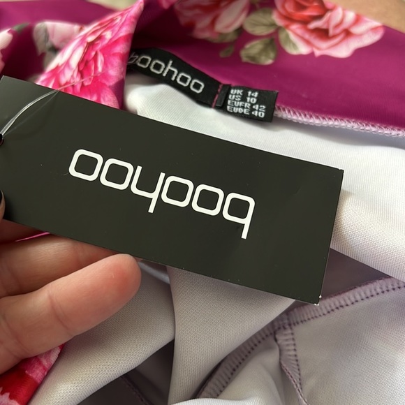 SCUBA FLORAL OFF THE SHOULDER MIDI SKATER DRESS, size 10 - Picture 5 of 5